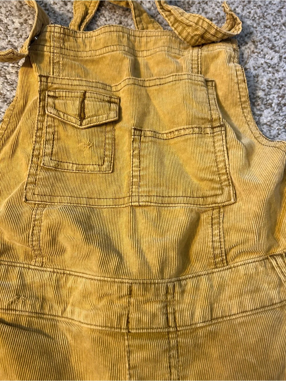 Free People Mustard Corduroy Distressed Overalls